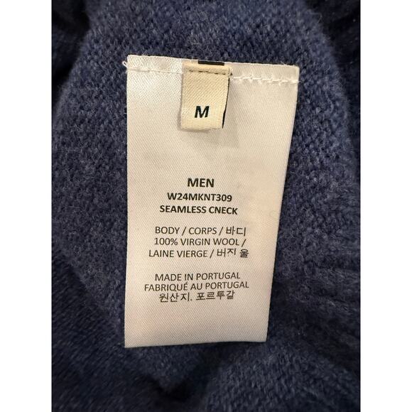Officine Générale Seamless Crewneck Sweater Blue 100% Virgin Wool Size M - Picture 5 of 5